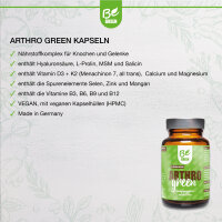 Arthro Green - vegane Arthrose Di&auml;terg&auml;nzung mit Hyalurons&auml;ure, Calcium und Selen