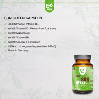 Sun Green - Vitamin D3 & K2 mit Magnesium & Vitamin B6 - vegan - 60 Kapseln