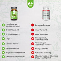Sun Green - Vitamin D3 & K2 mit Magnesium & Vitamin B6 - vegan - 60 Kapseln