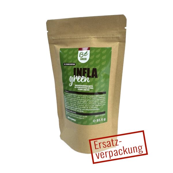 Infla Green Kapseln im Standbeutel mit Bio-Kurkuma, Ingwer, MSM und Piperin